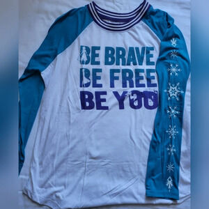 Disney Frozen‎ II White Blue Be Brave Long Sleeve Tee Juniors XL (15/17)